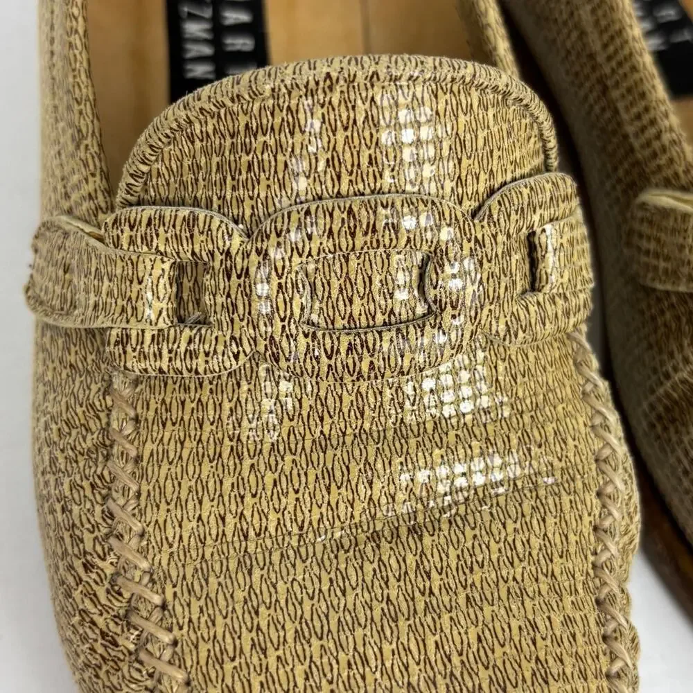 Stuart Weitzman Vintage Loafers US 7 Patent Leather Chain Detail 1.5